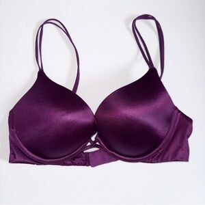 Victoria’s Secret Very Sexy Push Up Bra 34C Plum Purple Satin Strappy Padded